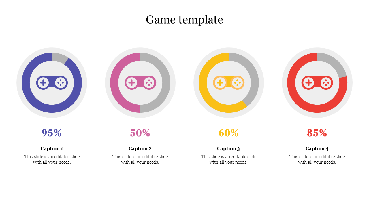 Amazing Game Template PowerPoint Presentation-Four Node